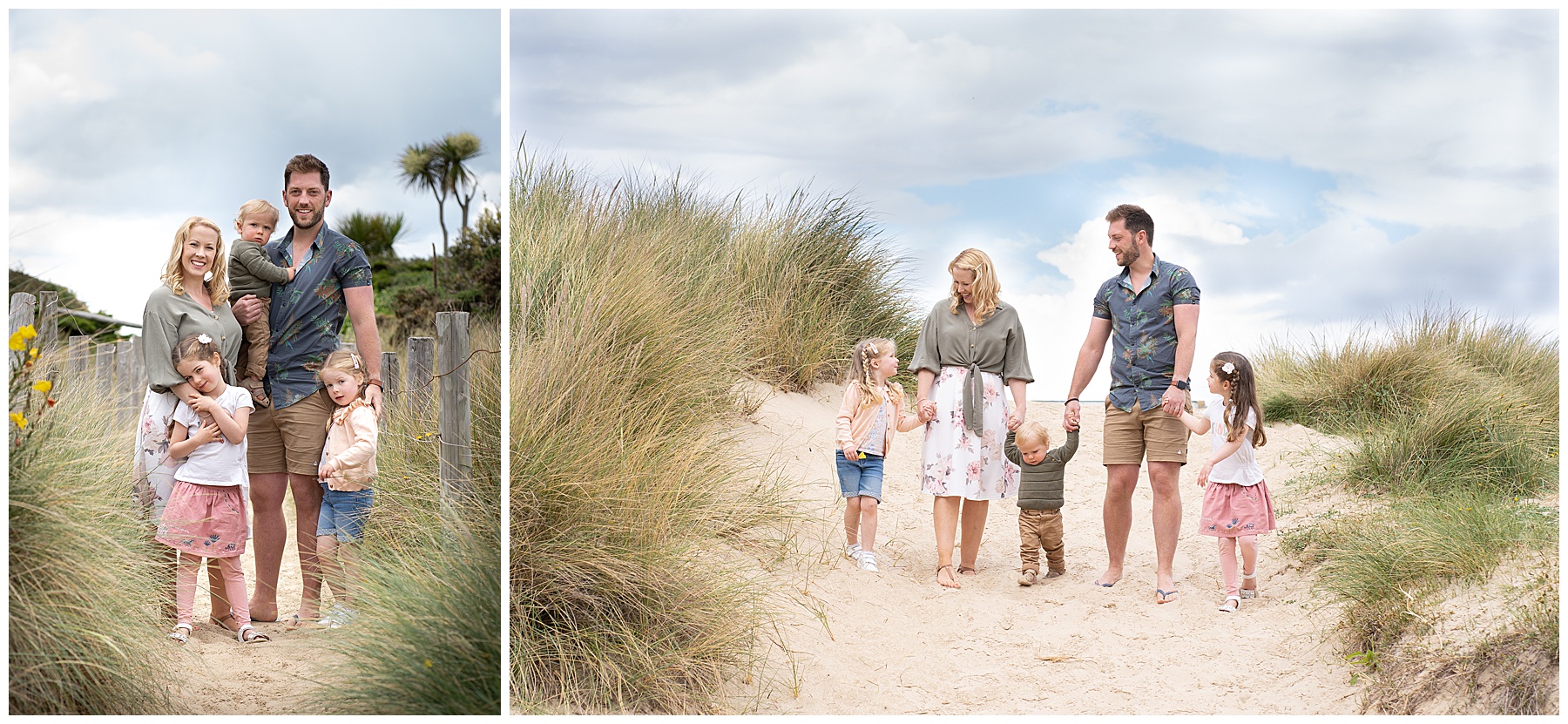 young family at sandbanks beach during a photoshoot with Bournemouth family photographer