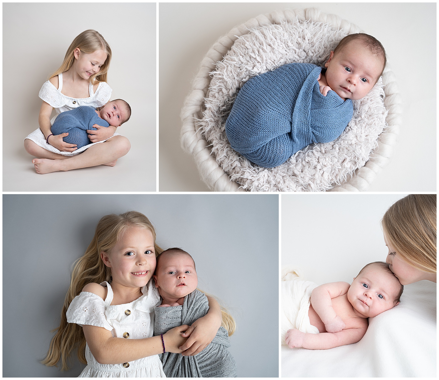 Newborn baby boy and his sister during a newborn photography session with Dorset Newborn Photographer