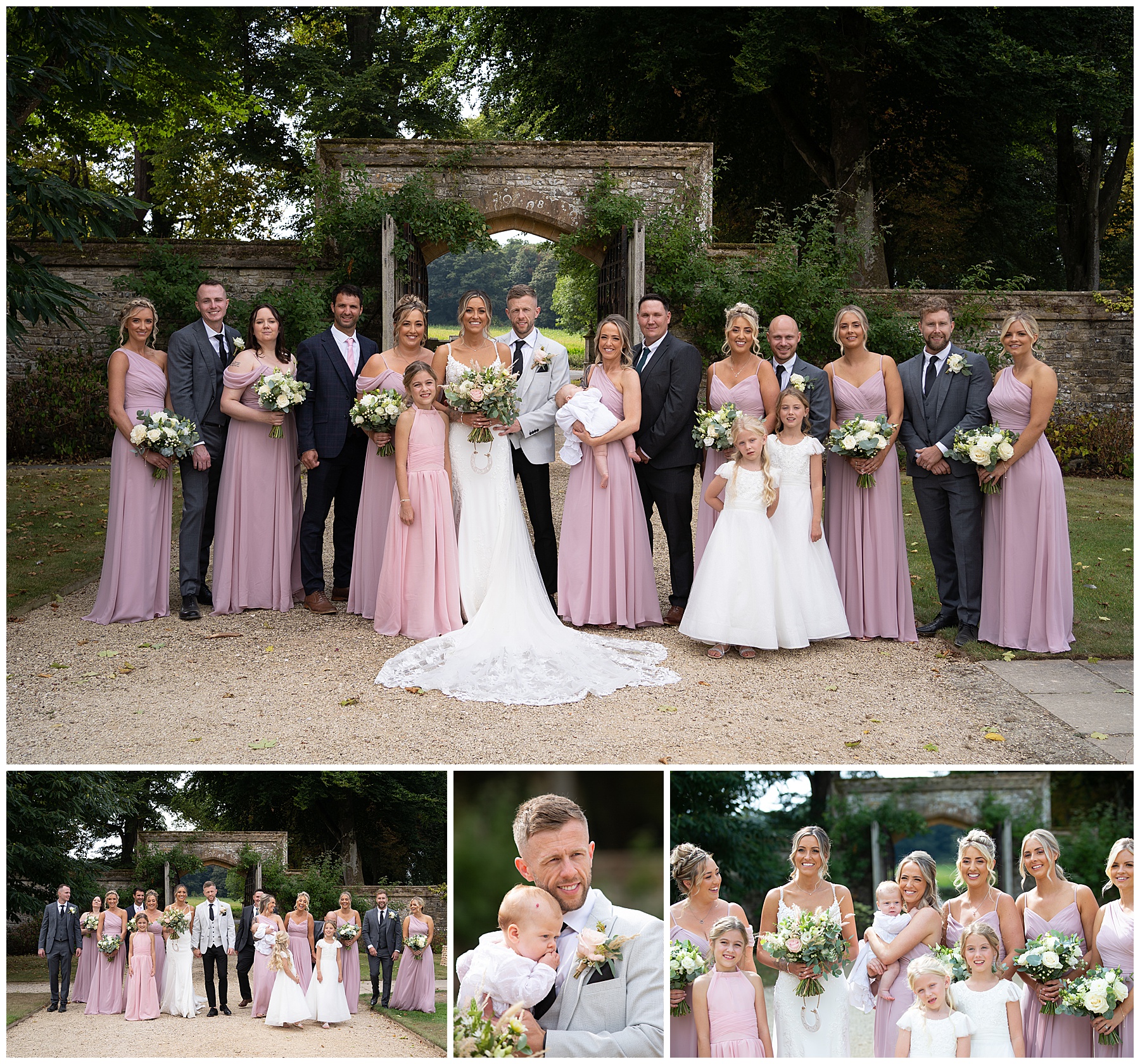 Bridal party photographs at Athelhampton House Wedding