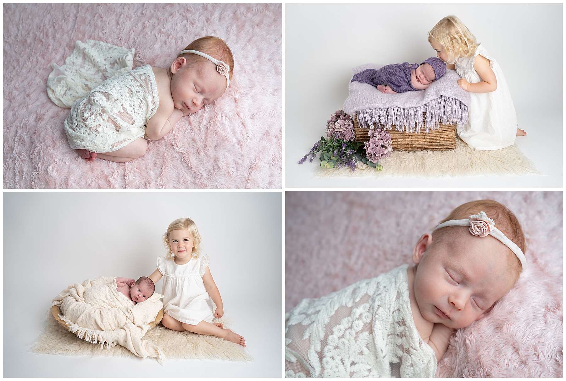 Newborn baby girl and her big sister during a newborn photography session with Bournemouth newborn photographer 